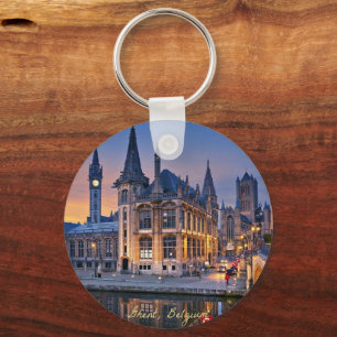 Gent, België ondergaande zon Sleutelhanger