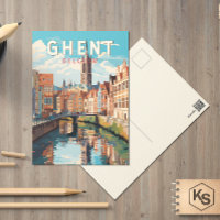 Gent België Travel Art Vintage