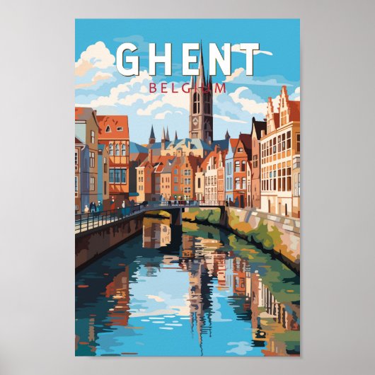 Gent België Travel Art Vintage Poster (Voorkant)