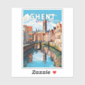 Gent België Travel Art Vintage Sticker (Vel)
