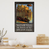 Gent, België, Vintage Travel Poster (Keuken)