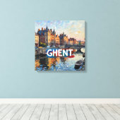 Gent Kanaalreflecties Skyline Canvas Kunst (Insitu (Houten vloer))