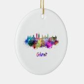 Gent skyline in waterverf keramisch ornament (Rechts)