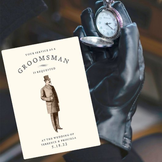 Gent vintage | Carte de demande Groomsman