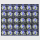 Gentian bloem zwart en wit gepersonaliseerd cadeaupapier (Vlak)