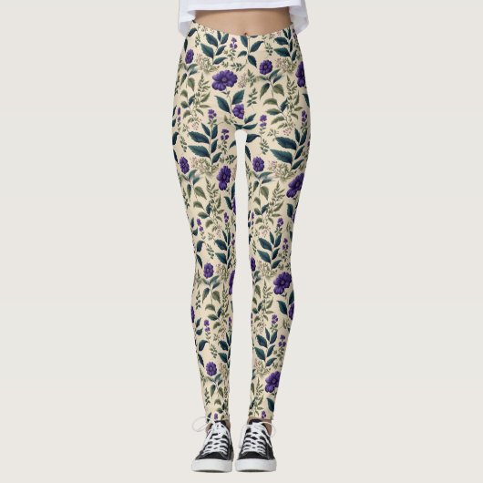 Gentian Blue  Floral Leggings (Voorkant)