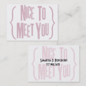 Gentil de vous rencontrer carte de visite (Devant / Derrière)