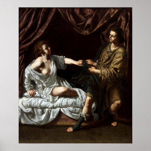 Gentileschi - Joseph en Potiphar's vrouw Poster