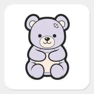 Gentle Bear – Cute Kawaii Animal Illustration Vierkante Sticker