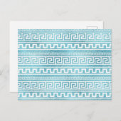 Gentle Blue Greek Meander Pattern op glas Briefkaart (Voorkant / Achterkant)