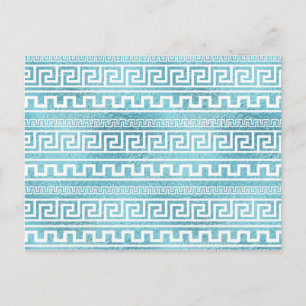 Gentle Blue Greek Meander Pattern op glas Briefkaart