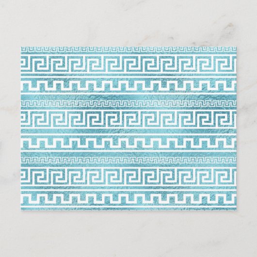 Gentle Blue Greek Meander Pattern op glas Briefkaart (Voorkant)