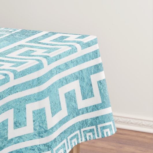 Gentle Blue Greek Meander Pattern op glas Tafelkleed (Voorbeeld)