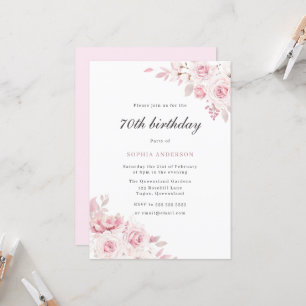 Gentle Blush Elegant Flowers Womans 70th Birthday Kaart
