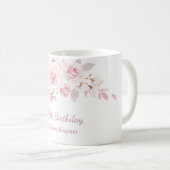 Gentle Blush Pink Floral 95th Birthday Party Gift Koffiemok (Voorkant rechts)