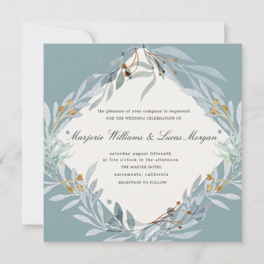 Gentle Botanics | Vierkante bruiloft uitnodiging (Voorkant)