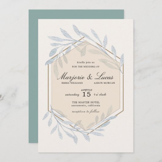 Gentle Botanics Wedding Invitation Kaart (Voorkant / Achterkant)
