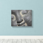 Gentle Buddha Face Stone Sculpture Canvas Afdruk (Insitu (Houten vloer))
