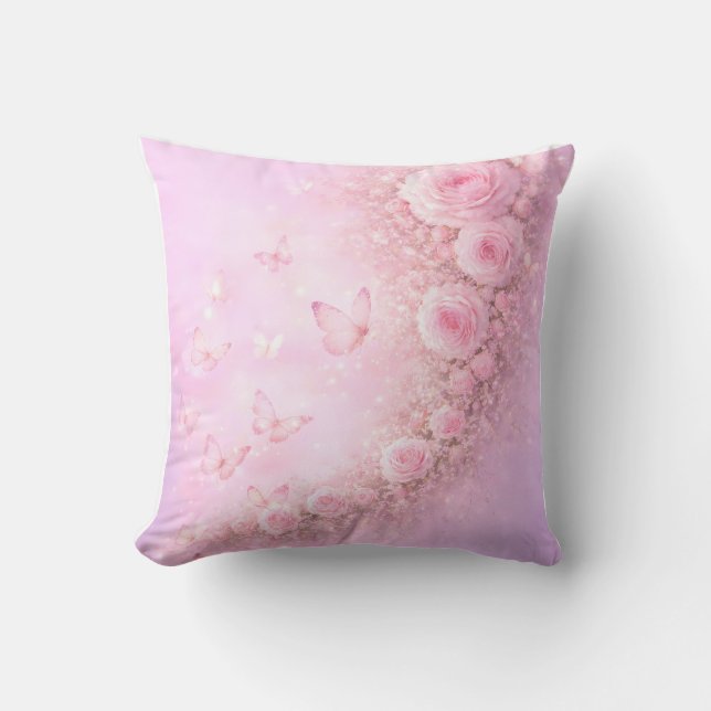 Gentle Floral Pattern – Soft Pink Roses with Soft  Kussen (Voorkant)