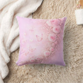 Gentle Floral Pattern – Soft Pink Roses with Soft Kussen (Deken)