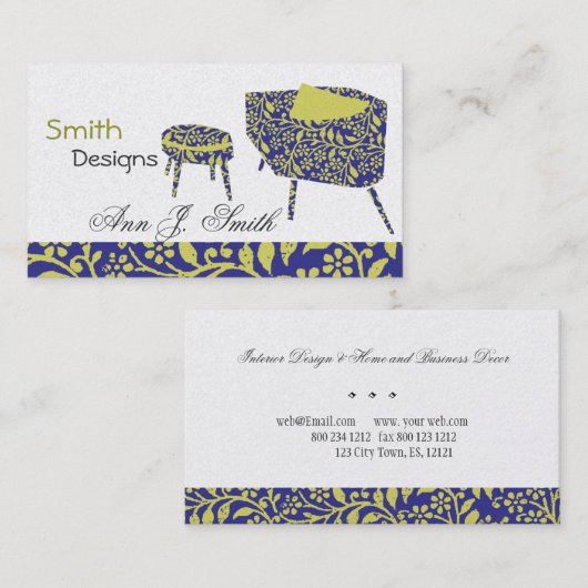 , Gentle Floral-voorzitter Interior Design Visitekaartje (Voorkant / Achterkant)