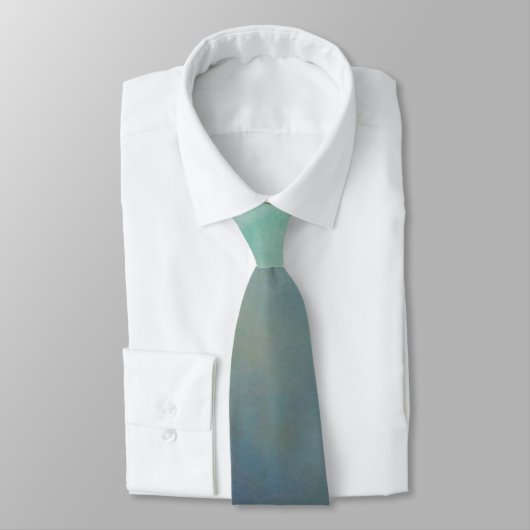 “Gentle Gradient” Tie – Turquoise to Gray, Elegant Stropdas (Gebonden)