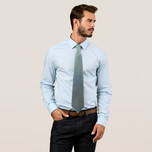 “Gentle Gradient” Tie – Turquoise to Gray, Elegant Stropdas (In situ)