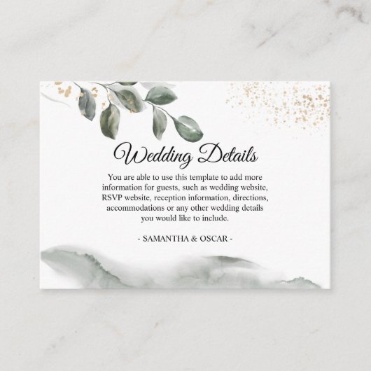 Gentle Greenery Waterverf Leaf | Goudstof Informatiekaartje (Voorkant)