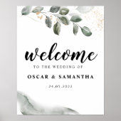 Gentle Greenery Waterverf Leaf | Goudstof | Poster (Voorkant)