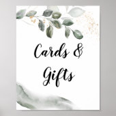 Gentle Greenery Waterverf Leaf | Goudstof | Poster (Voorkant)