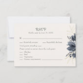 Gentle Grey Flowers Bruiloft RSVP Kaart met Menu (Voorkant)
