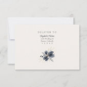 Gentle Grey Flowers Bruiloft RSVP Kaart met Menu (Achterkant)