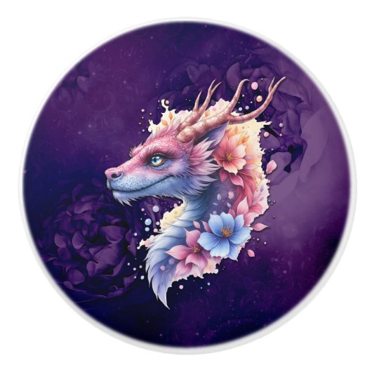 Gentle Guardian Dragon.  Keramische Knop (Voorkant)