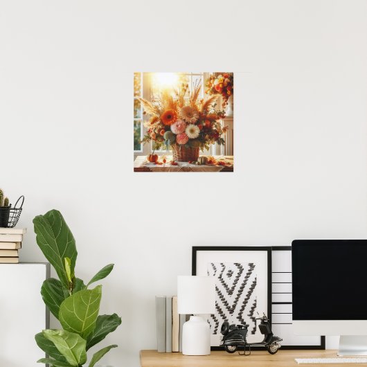 Gentle Herfst Flowers Decoratief Poster (Thuiskantoor)