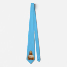 Gentle Jesus Religious Sky Blue Satin Necktie Stropdas