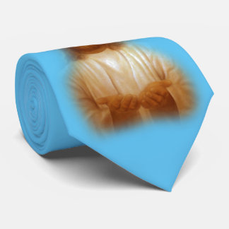 Gentle Jesus Religious Sky Blue Satin Necktie Stropdas