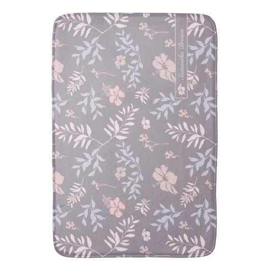 Gentle Lavender & roze Floral Pattern Personalized Badmat (Voorkant Verticaal)