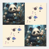 Gentle Panda Beer onder Oerwoud Rozen Behang (Voorkant)
