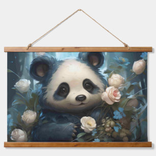 Gentle Panda Beer onder Oerwoud Rozen Hangend Wandkleed