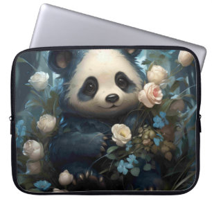 Gentle Panda Beer onder Oerwoud Rozen Laptop Sleeve