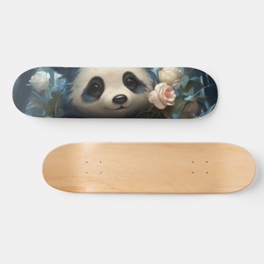 Gentle Panda Beer onder Oerwoud Rozen Skateboard (Horizontaal)