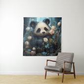 Gentle Panda Beer onder Oerwoud Rozen Wandkleed (In situ)