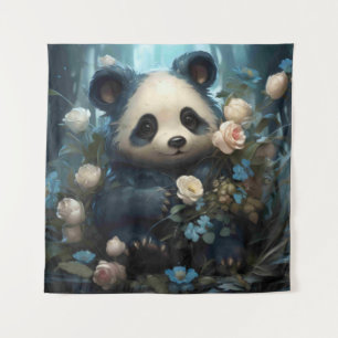 Gentle Panda Beer onder Oerwoud Rozen Wandkleed
