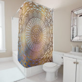 Gentle Pastel and Gold Choku Rei Symbol in Mandala Douchegordijn (In situ)