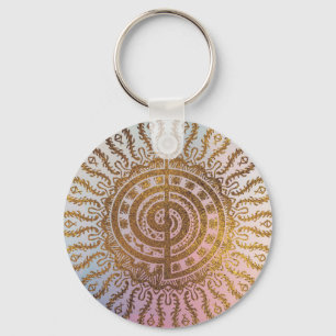 Gentle Pastel and Gold Choku Rei Symbol in Mandala Sleutelhanger