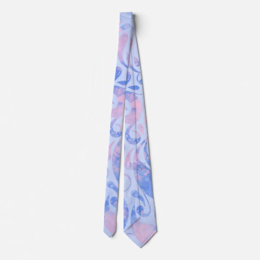 Gentle Pastel Blue and Pink Swirls Pattern Stropdas (Achterkant)
