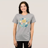 Gentle Pastel Floral Bloom - Boho Botanical Tri-Blend Shirt (Voorkant volledig)
