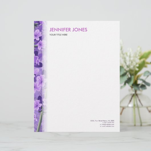 Gentle Pastel Lavender Pattern Custom Briefhoofd (Staand voorkant)