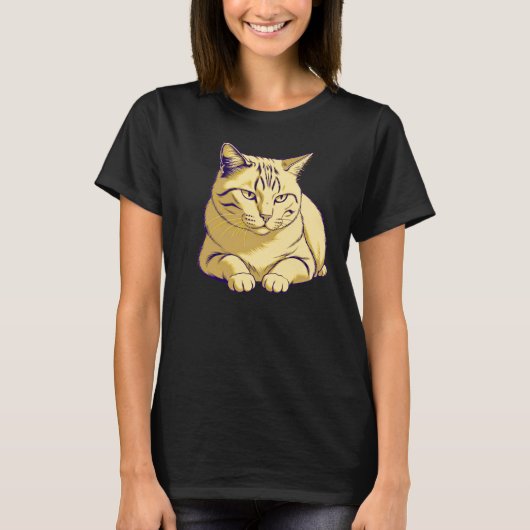 Gentle Pause Cat – Quiet Rest Minimal T-shirt (Voorkant)
