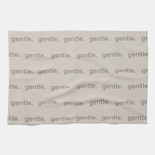 Gentle Repeated Word Pattern Cozy, Calm & Soft  Theedoek (Horizontaal)
